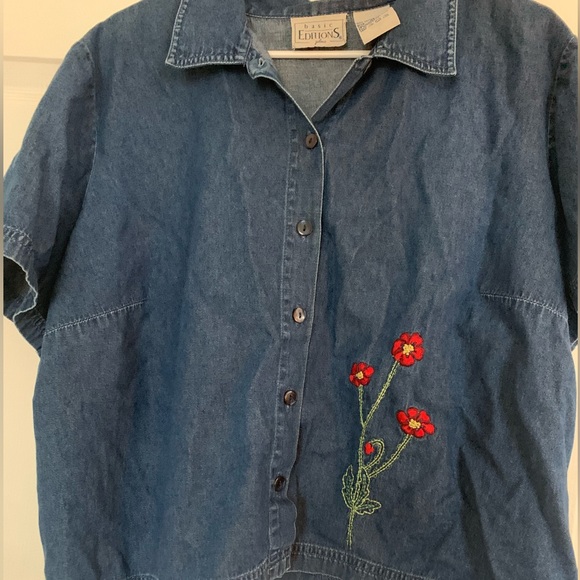 Vintage Hand-stitched flower shirt - Picture 2 of 3